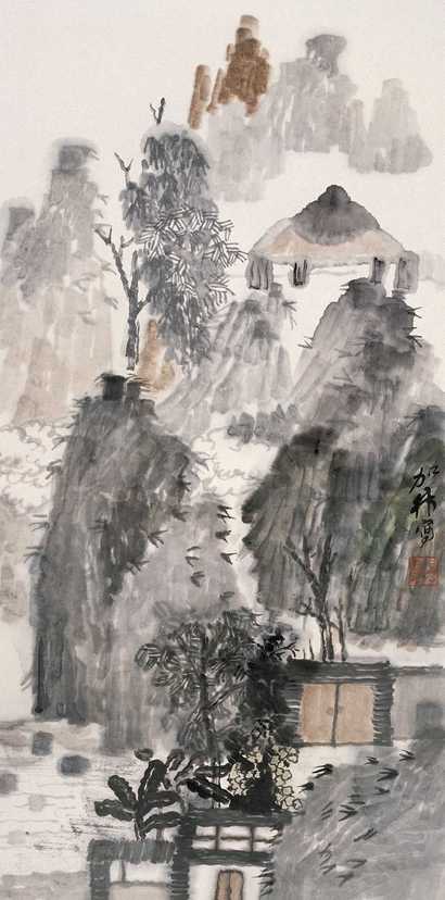 何加林 山水 立轴